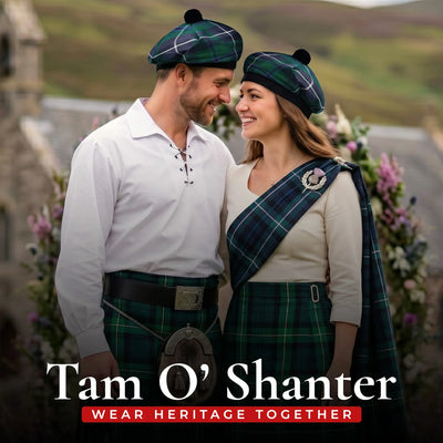 Tam O'Shanter Hat with Pompom | Blue Douglas Tartan