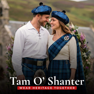 Tam O'Shanter Hat with Pompom | Blue Ramsay Tartan