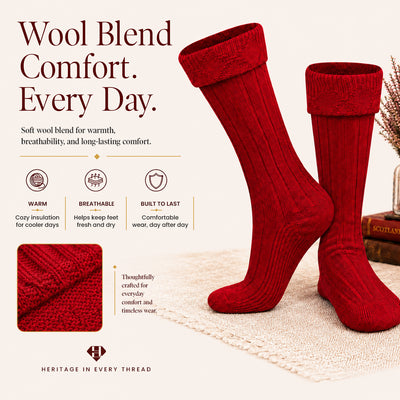 Comfortable Wool Blend Red Kilt Hose | High-Quality Kilt Socks