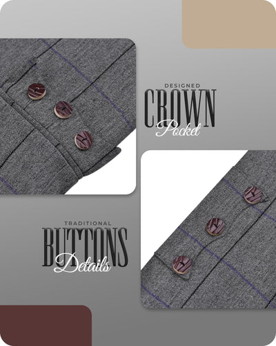 Bold Grey Crail Jacket & Vest - Red Check  -  Italian Tweed Wool | Scottish Formalwear