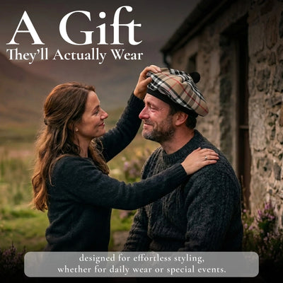 Tam O'Shanter Hat with Pompom | Camel Thomson Tartan