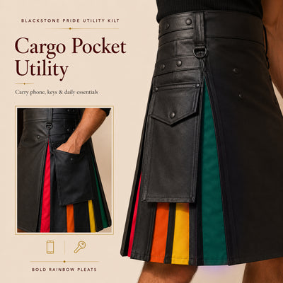 Blackstone Pride Utility Kilt | Unisex PU Leather