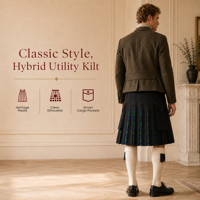 Blue Douglas Hybrid Utility Kilt for Men  - Traditional Style with Modern Functionality