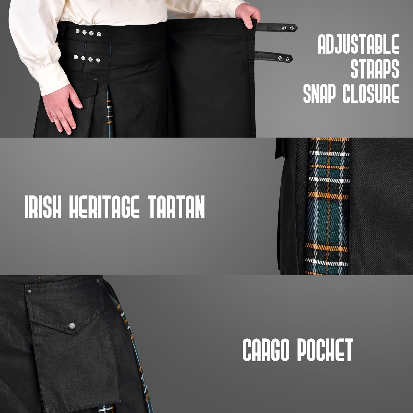 Irish Heritage Hybrid Utility Kilts for Men  - Traditional Style with Modern Functionality