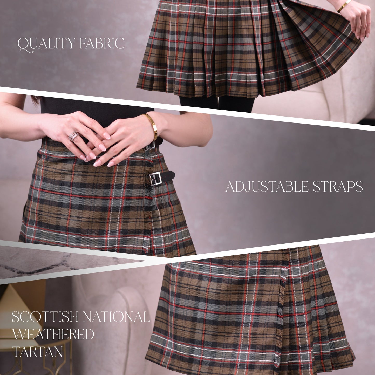 Woman Plaid Kilt - Scottish Heritage Weathered Tartan Kilt - Premium Quality & Timeless Style | Big & Tall