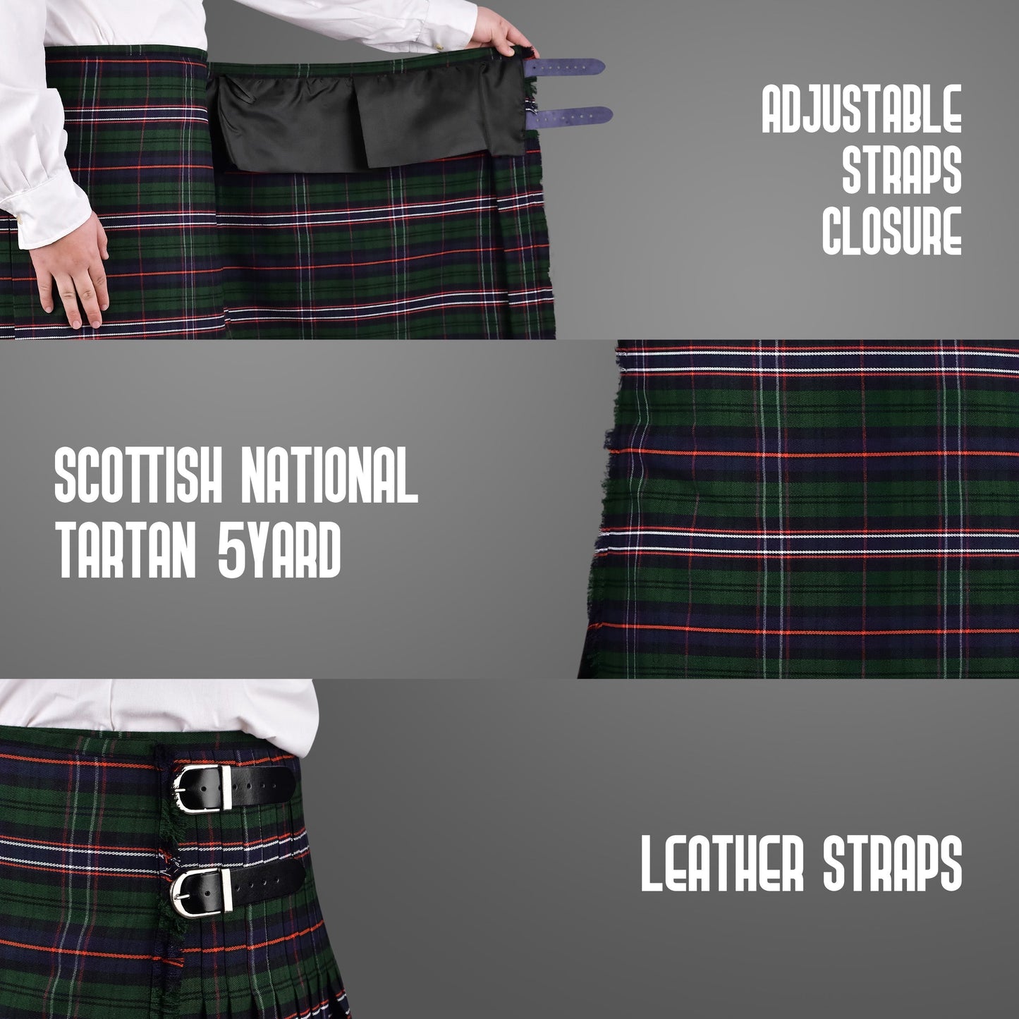 Acrylic Kilt | 16oz  Scottish National Tartan Kilt | Big & Tall