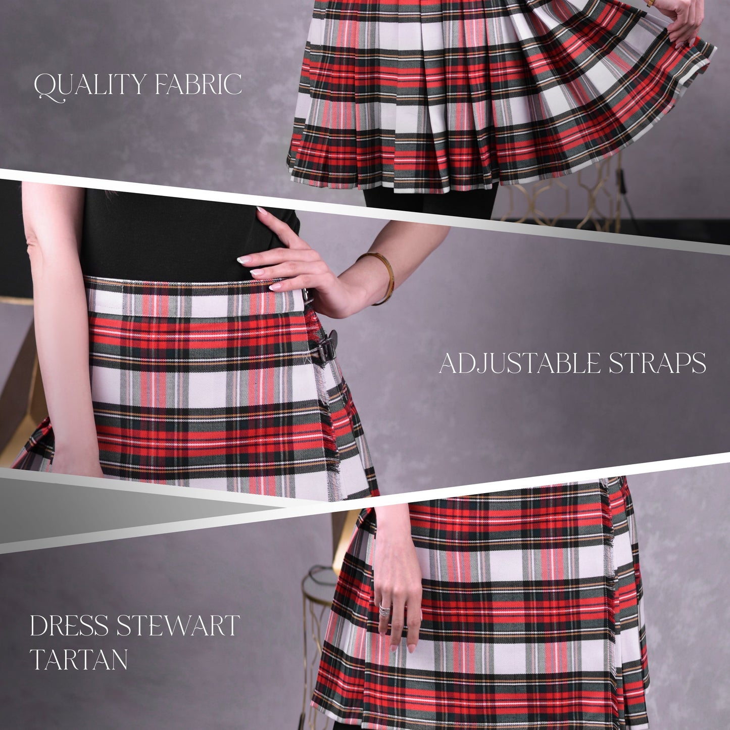 Woman Plaid Kilt - Dress Stewart Tartan Kilt - Premium Quality & Timeless Style | Big & Tall