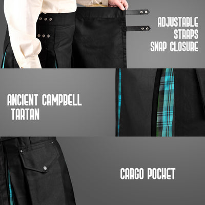 Ancient Campbell Hybrid Utility Kilt for Men  - Traditional Style with Modern Functionality | Big & Tall