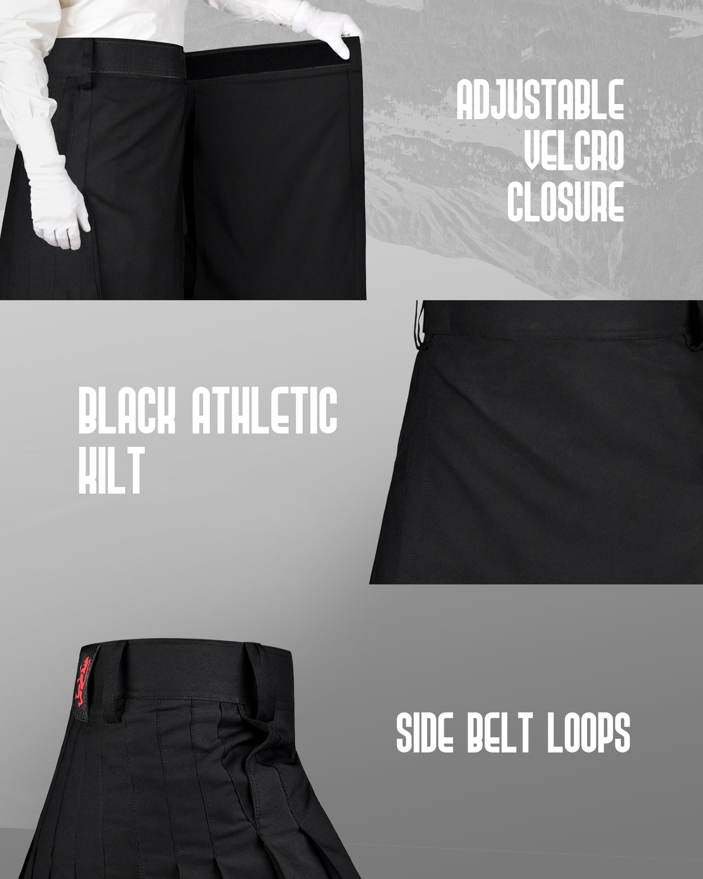 CoreStone Athletic Kilt - Black | Sports kilt For Men