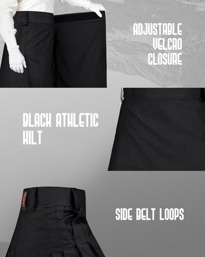 CoreStone Athletic Kilt - Black | Sports kilt For Men