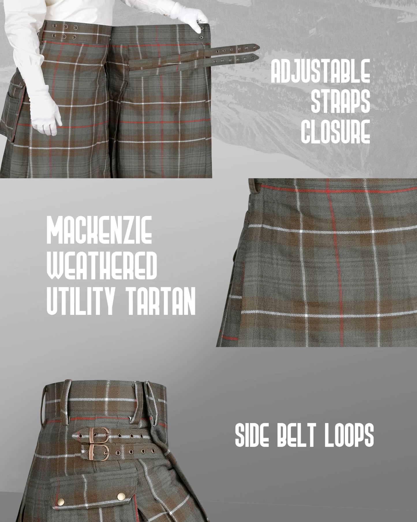 Valor Acrylic Utility Kilt | 16oz Mackenzie Weathered Tartan KIlt