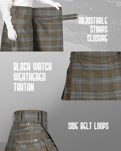 Valor Acrylic Utility Kilt | 16oz Black Watch Weathered Tartan KIlt