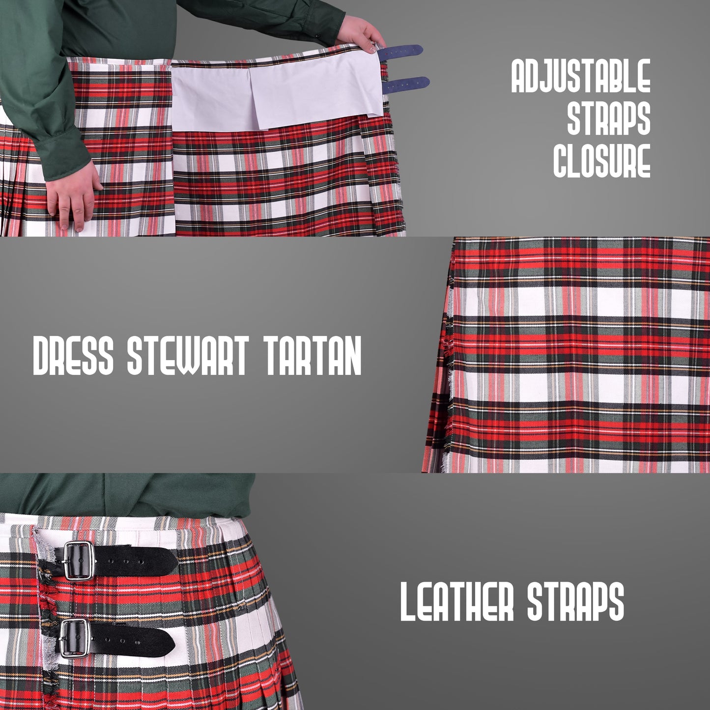 Kilt for Men I Dress Stewart Tartan Kilt Polyviscose 8 Yard Traditional Men Kilt