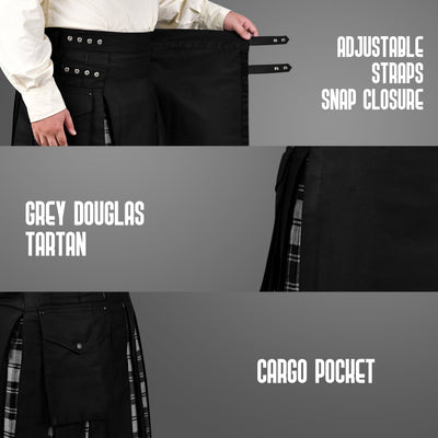 Grey Douglas Hybrid Utility Kilt for Men  - Traditional Style with Modern Functionality | Big & Tall