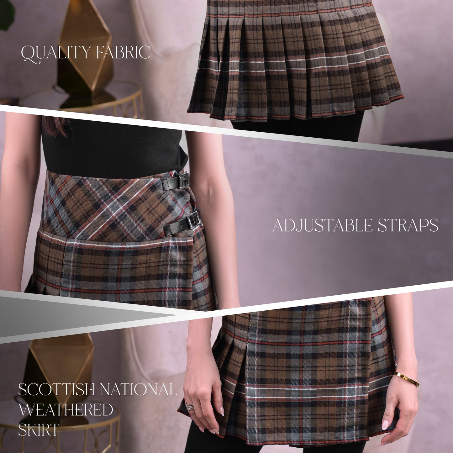 Women Tartan P.V Skirt (Scottish Heritage Weathered)