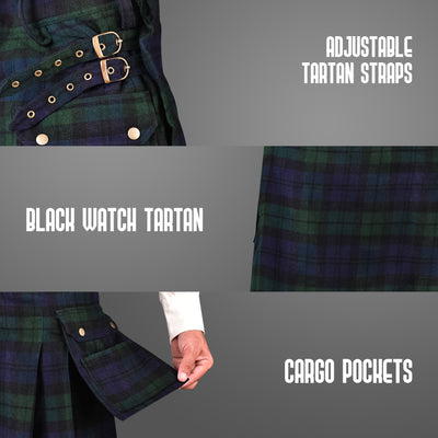 Valor Acrylic Utility Kilt | 16oz Black Watch Scottish Tartan KIlt | Big & Tall