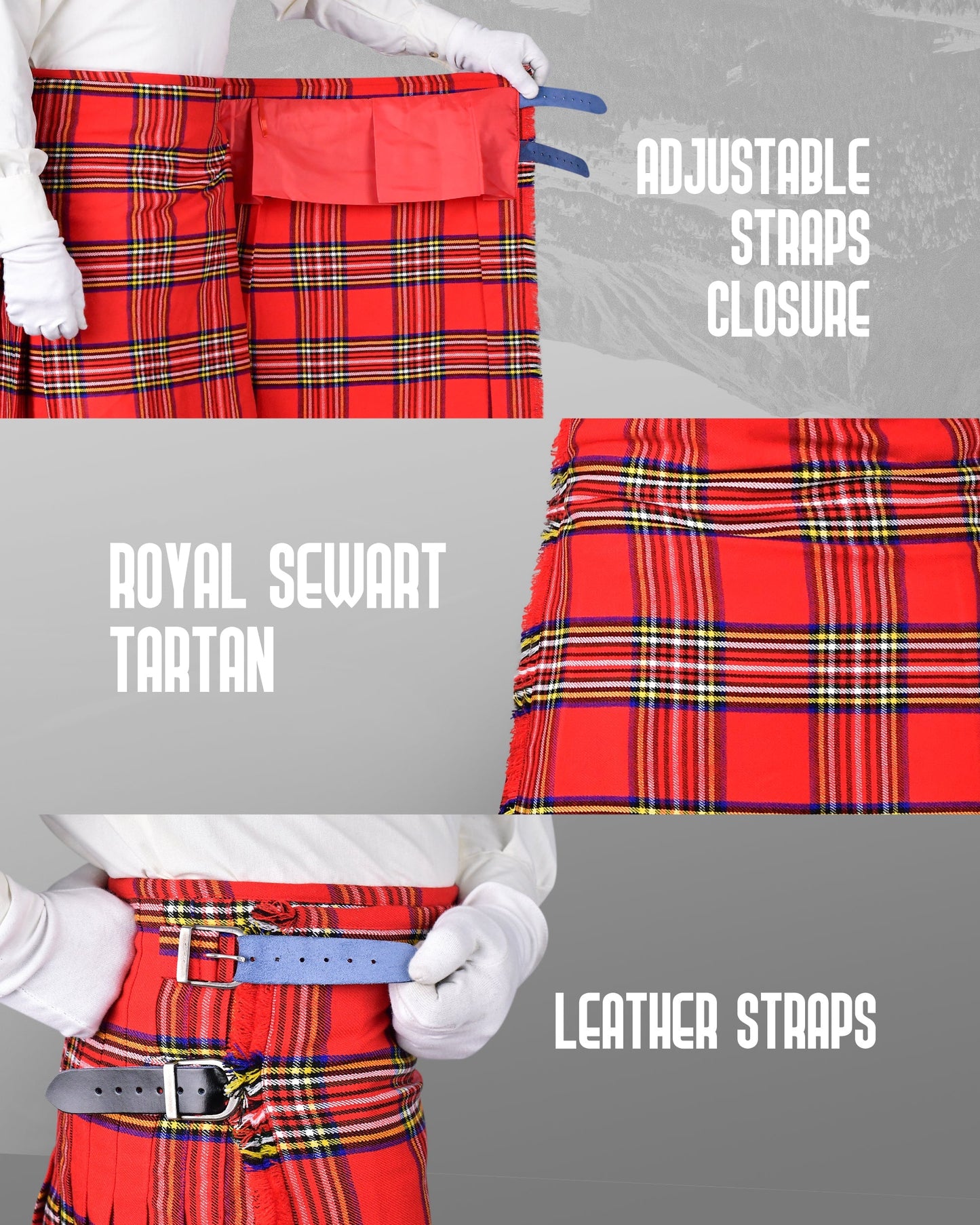 Acrylic Kilt | 16oz  Royal Stewart Tartan Kilt | Big & Tall