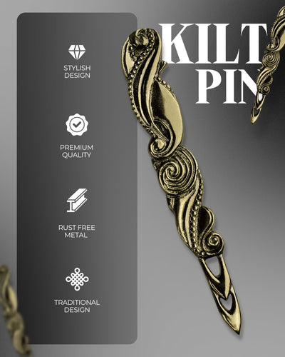 Scottish Kilt Pin for men | Swirl Pewter Antique