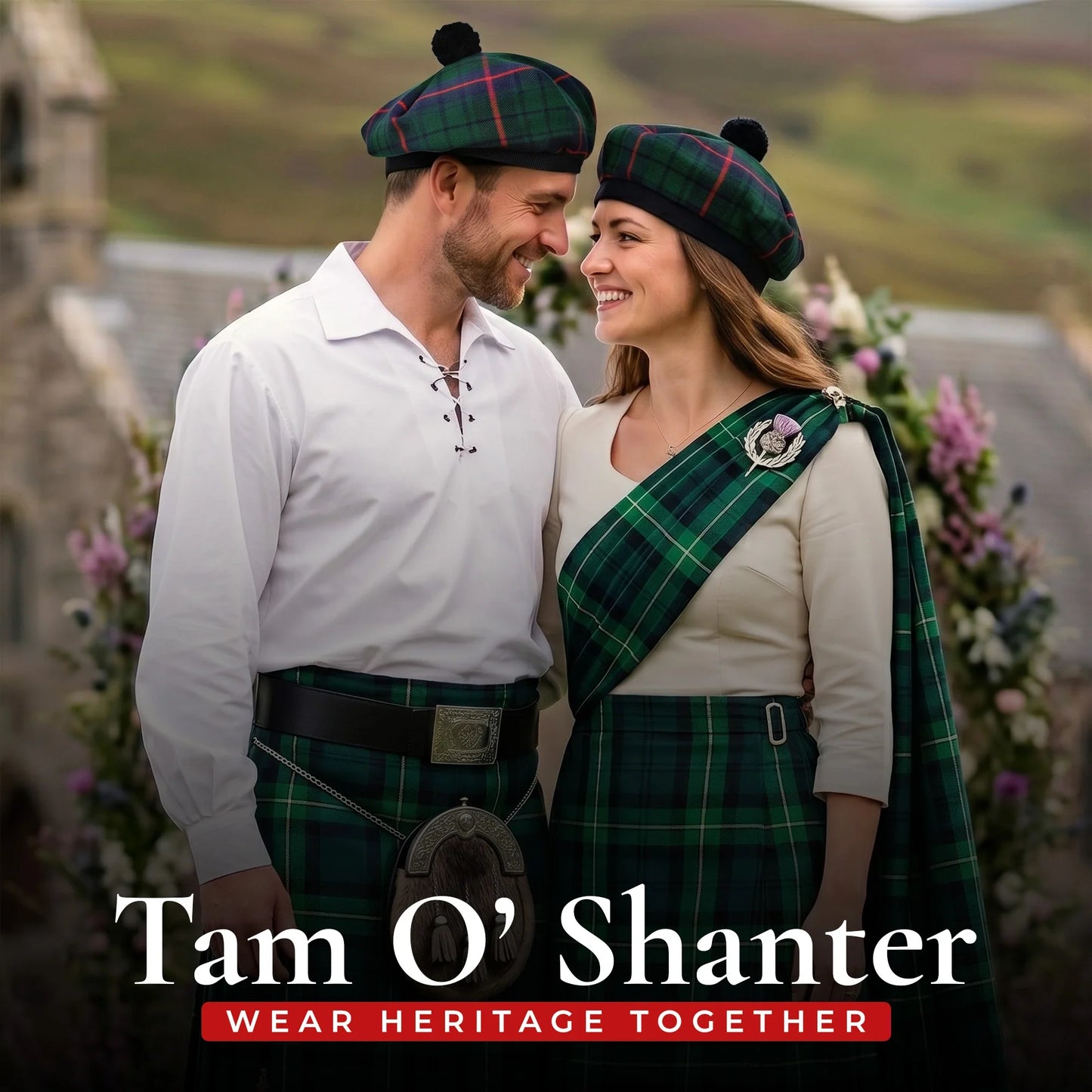 Tam O'Shanter Hat with Pompom | Davidson Tartan