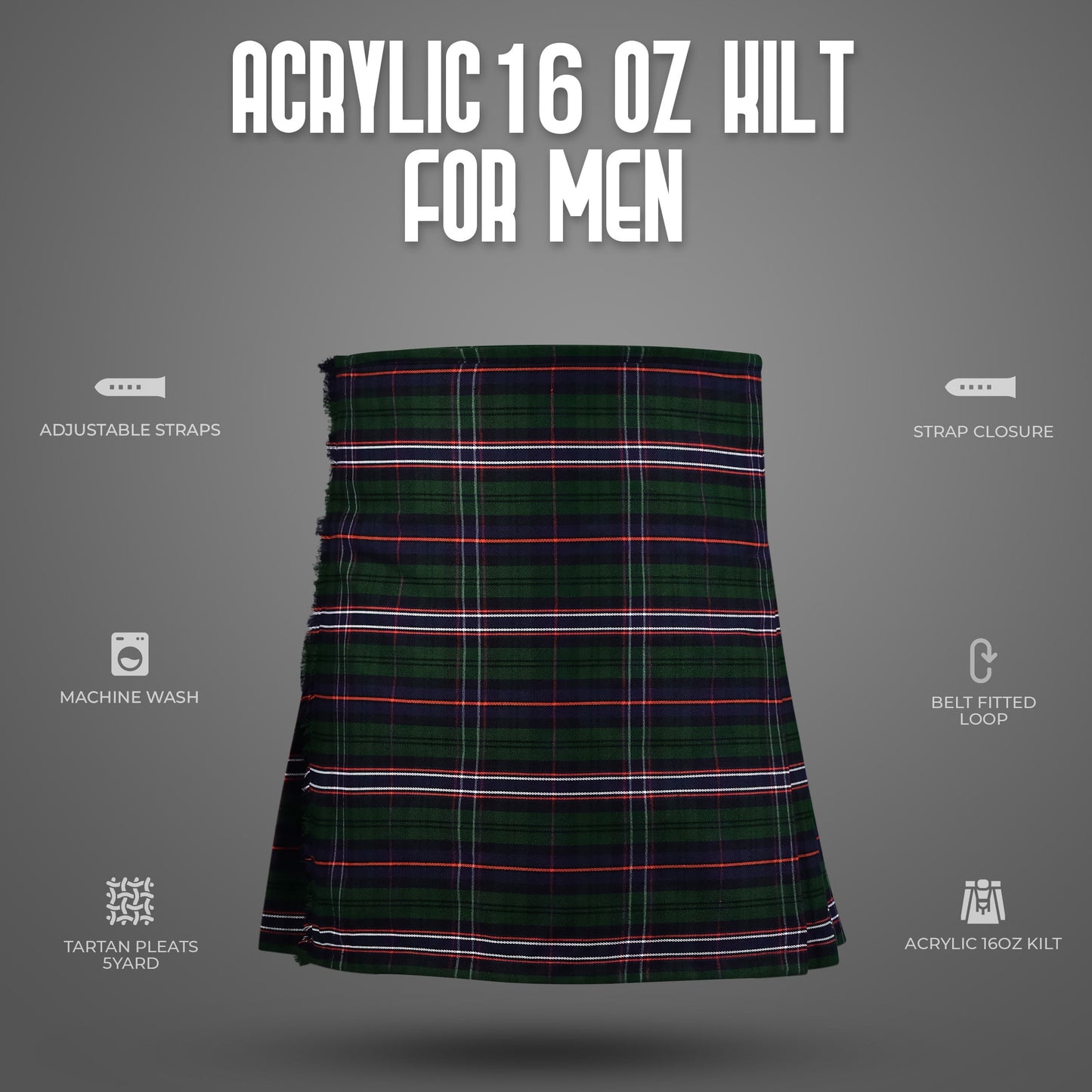 Acrylic Kilt | 16oz  Scottish National Tartan Kilt