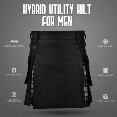Grey Douglas Hybrid Utility Kilt for Men  - Traditional Style with Modern Functionality | Big & Tall