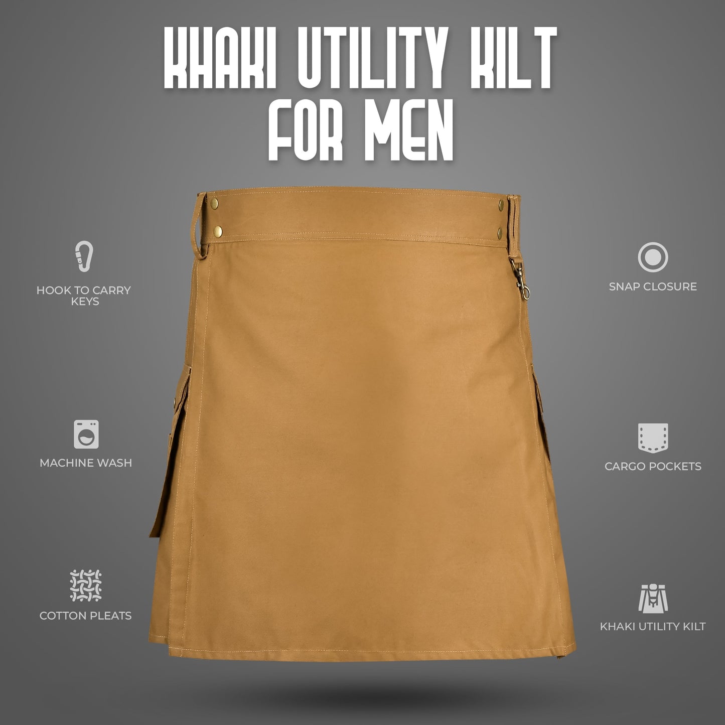 Phantom Modern Utility Kilt - Khaki | Big & Tall