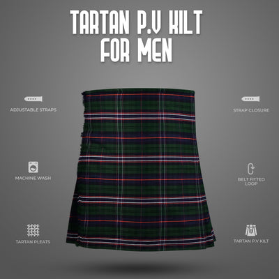 Kilt for Men I Scottish National Tartan Kilt Polyviscose 8 Yard Traditional Men Kilt | Big & Tall