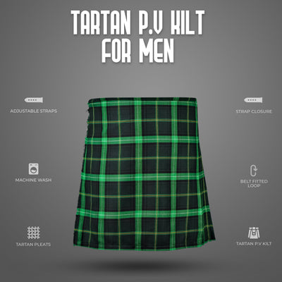Kilt for Men I Celtic Tartan Kilt Polyviscose 8 Yard Traditional Men Kilt | Big & Tall