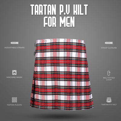 Kilt for Men I Dress Stewart Tartan Kilt Polyviscose 8 Yard Traditional Men Kilt | Big & Tall
