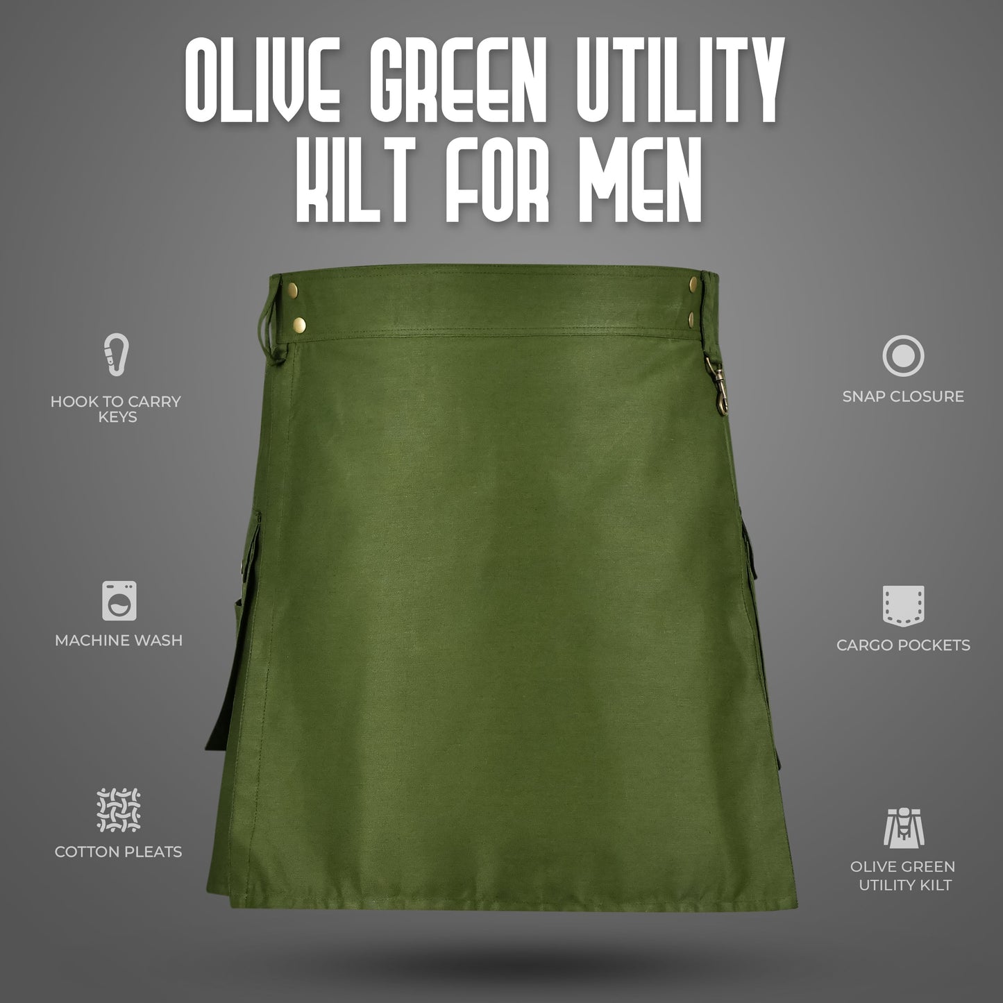 Phantom Modern Utility Kilt - Olive Green | Big & Tall
