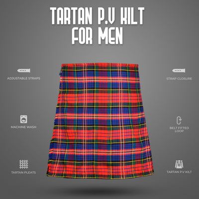 Kilt for Men I Macpherson Red Tartan Kilt Polyviscose 8 Yard Traditional Men Kilt | Big & Tall