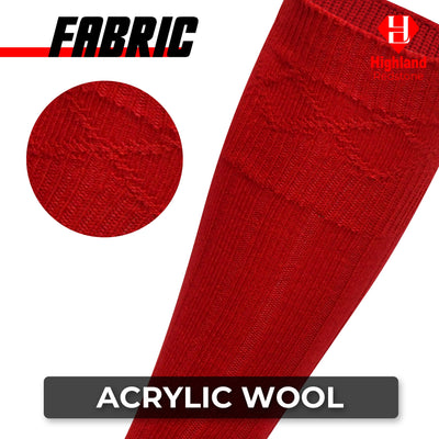 Comfortable Wool Blend Red Kilt Hose | High-Quality Kilt Socks