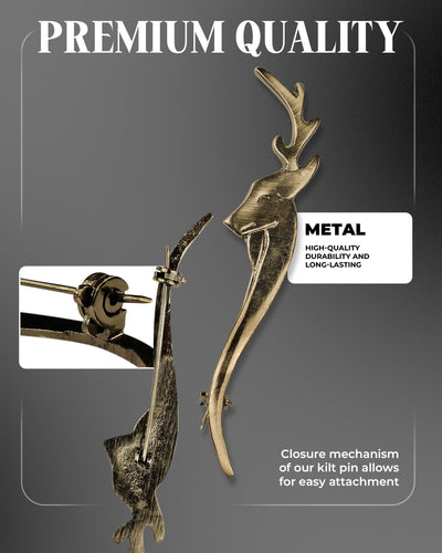 Scottish Kilt Pin for men | Stag Head Pewter Antique