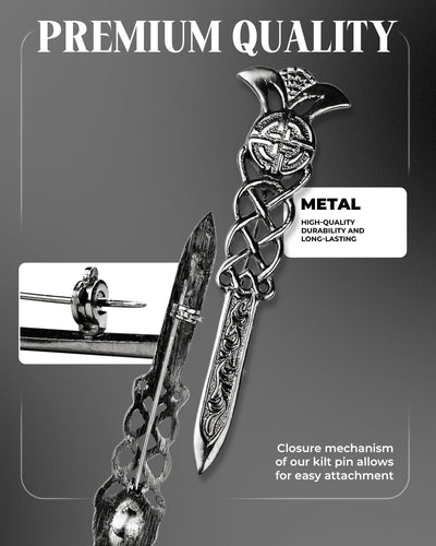 Scottish Kilt Pin for men | Gaelic Pewter Chrome