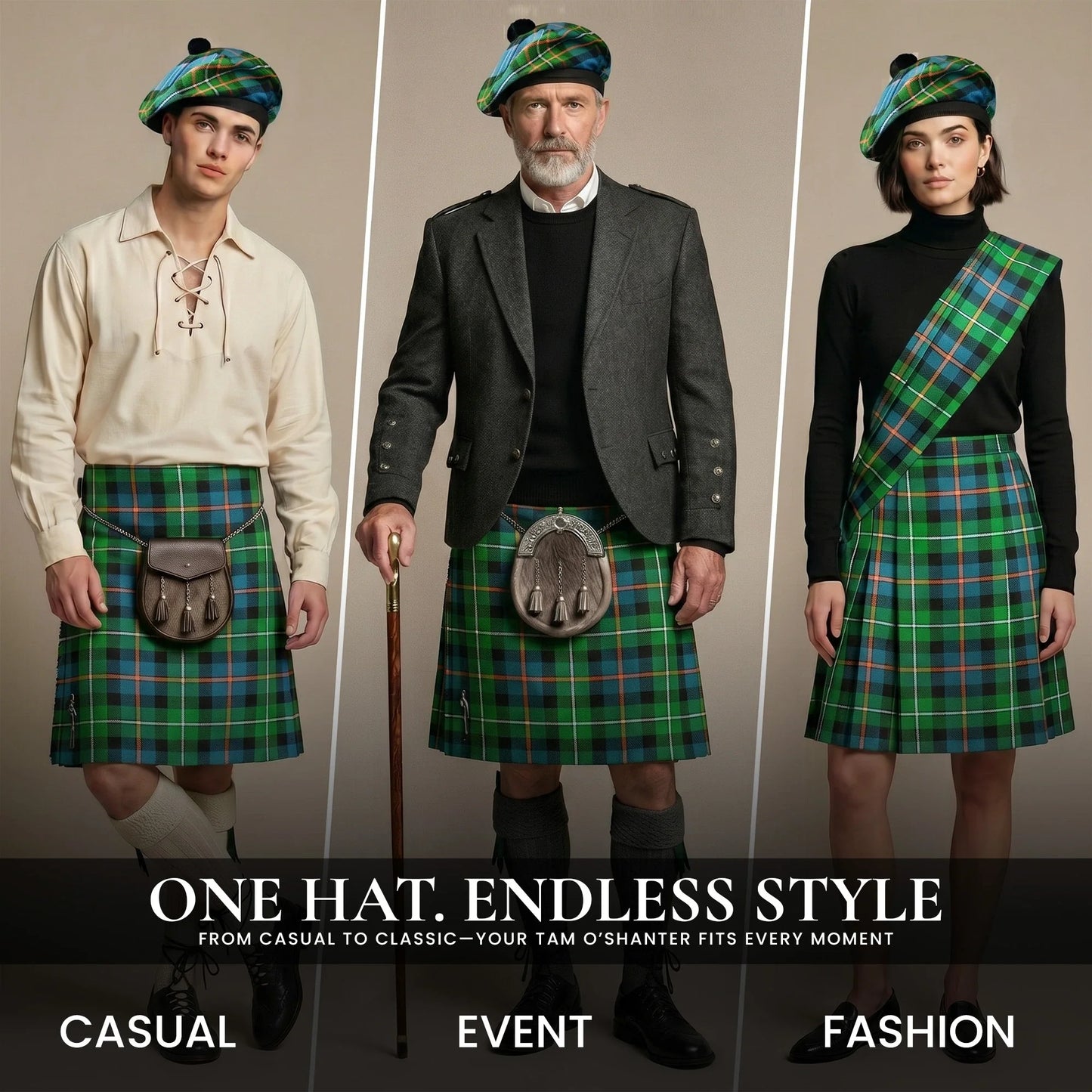 Tam O'Shanter Hat with Pompom | Ferguson Tartan