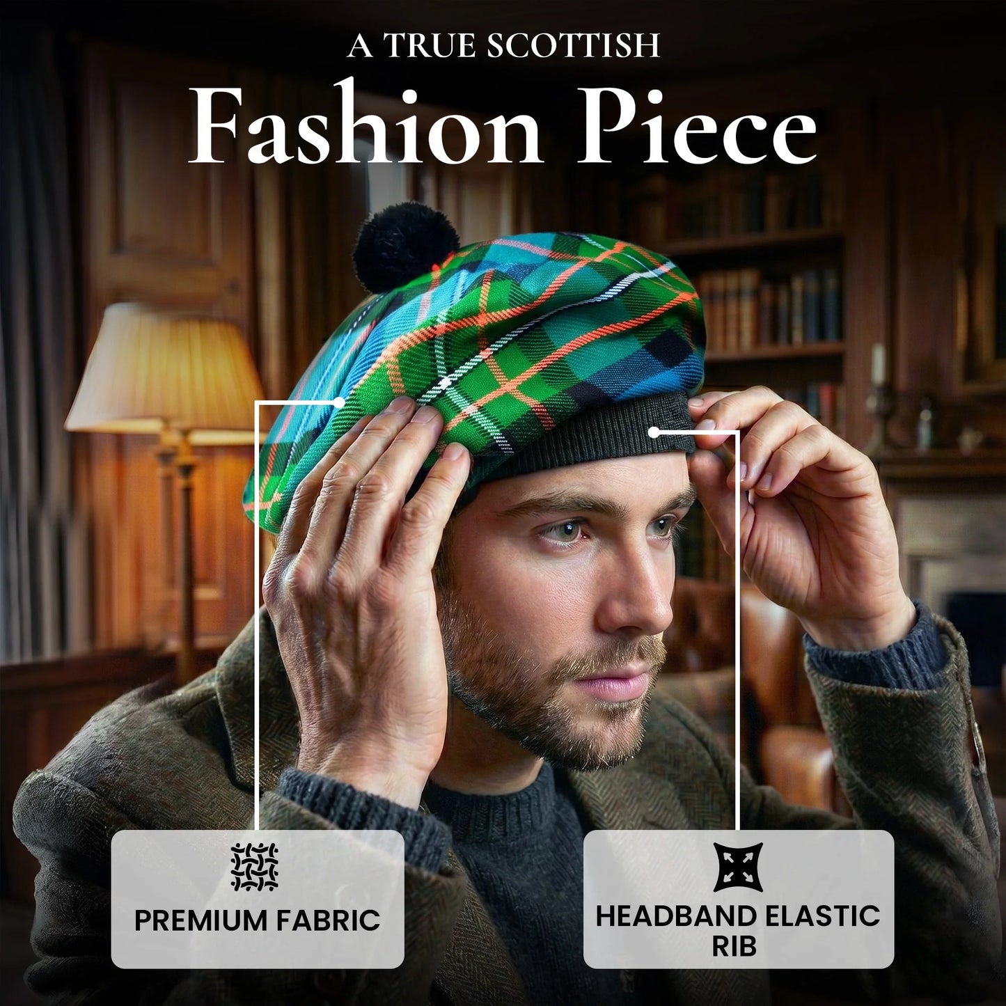 Tam O'Shanter Hat with Pompom | Ferguson Tartan