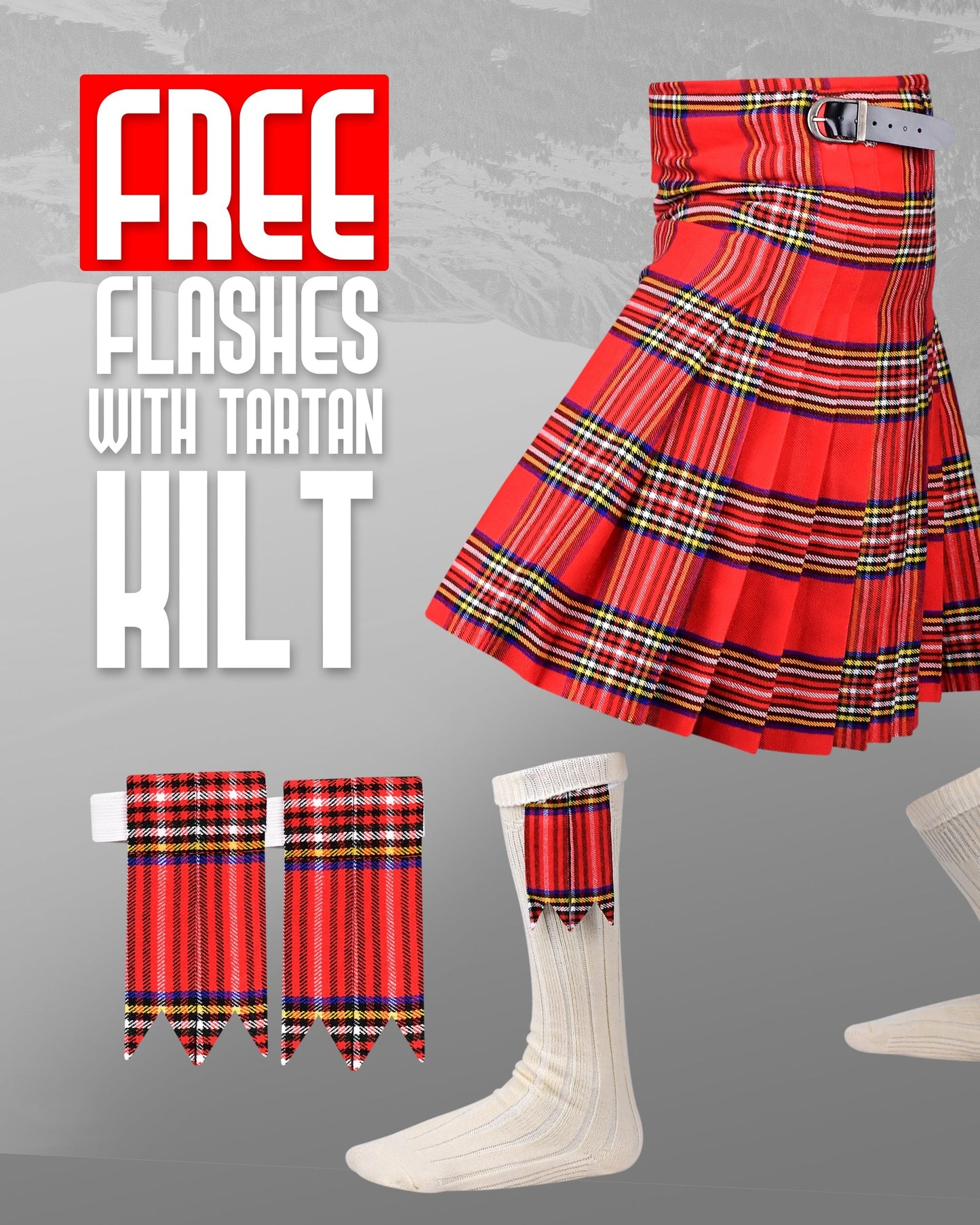 Acrylic Kilt | 16oz  Royal Stewart Tartan Kilt | Big & Tall