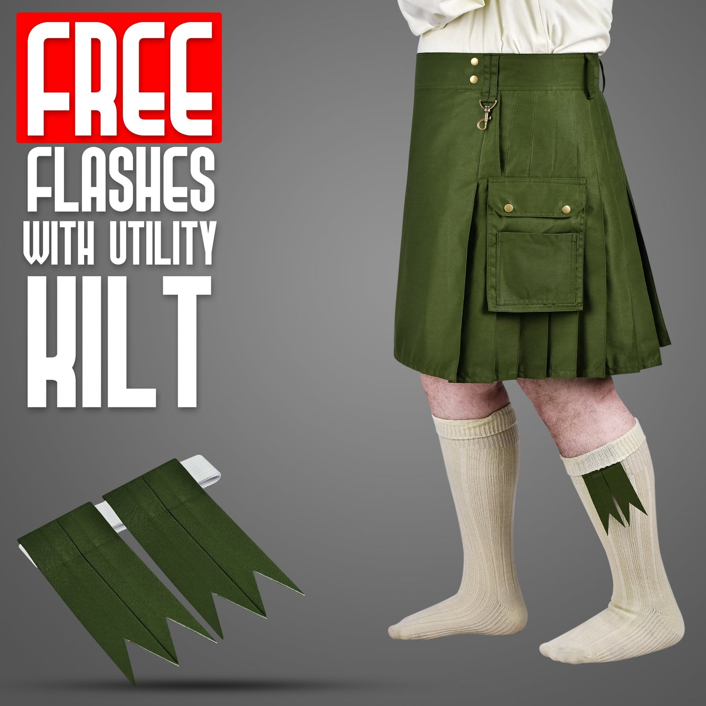 Phantom Modern Utility Kilt - Olive Green | Big & Tall