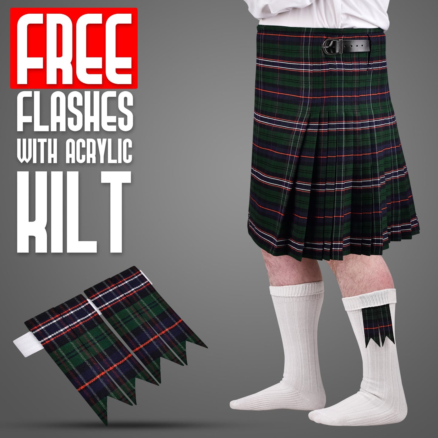 Acrylic Kilt | 16oz  Scottish National Tartan Kilt | Big & Tall