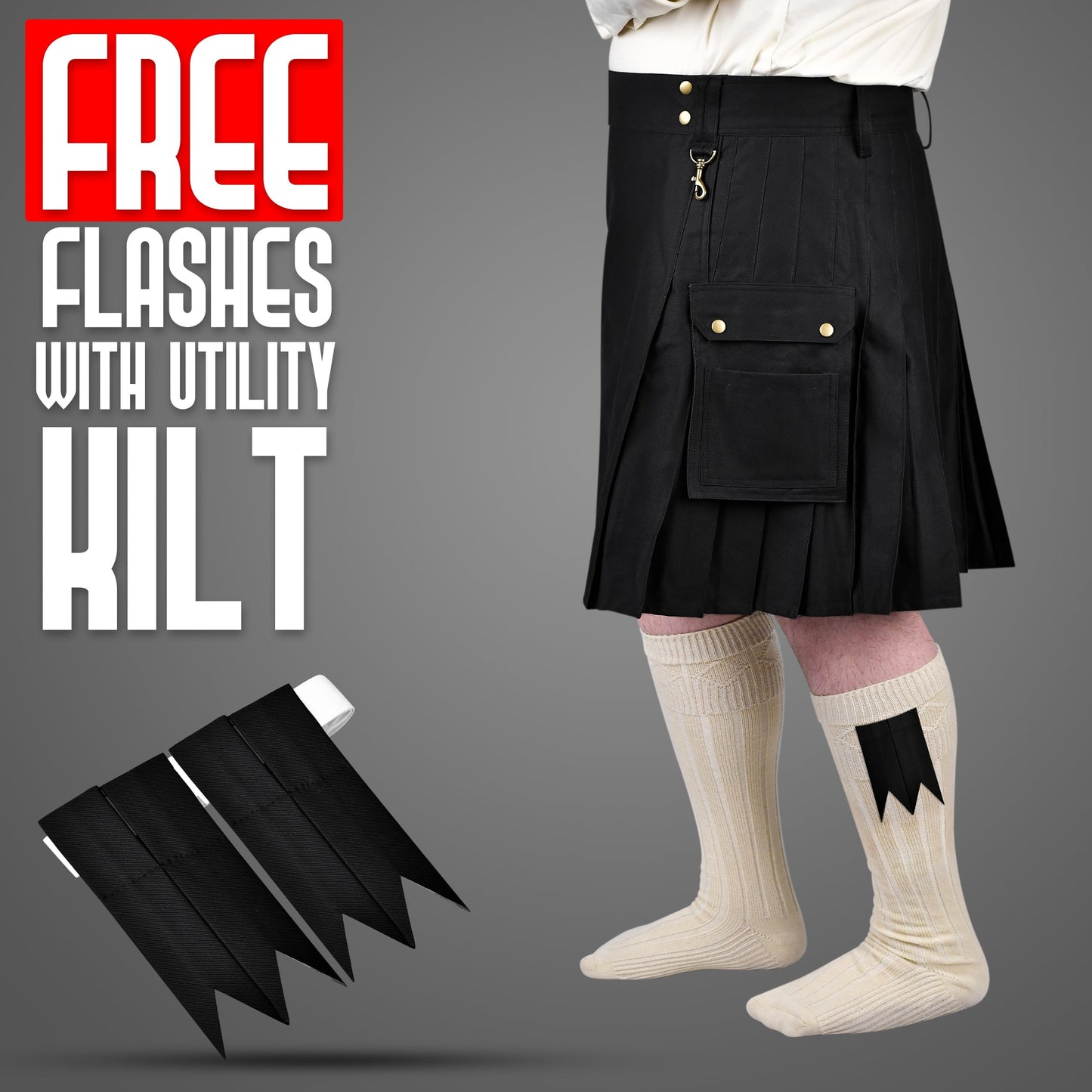 Phantom Modern Utility Kilt - Black | Big & Tall