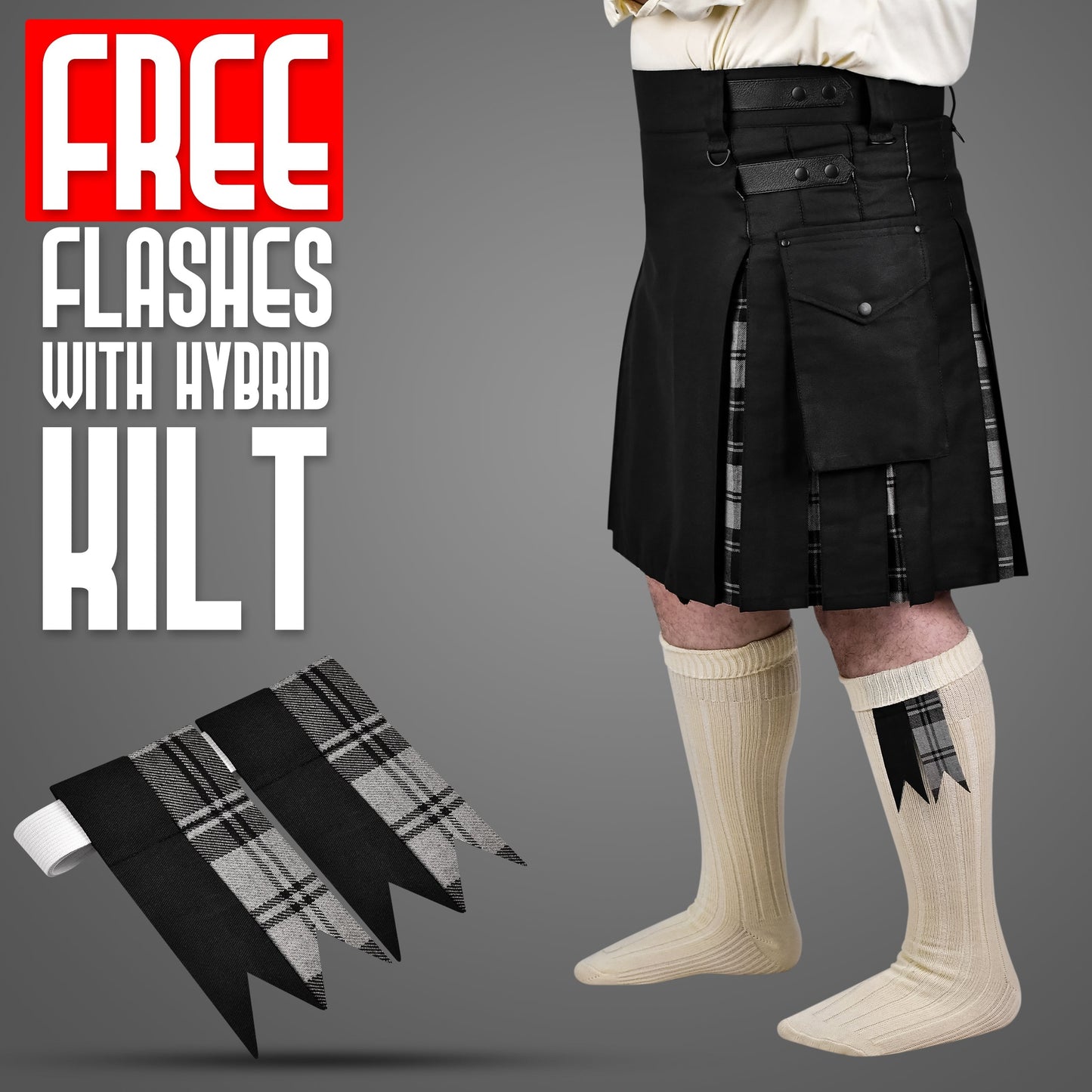 Grey Douglas Hybrid Utility Kilt for Men  - Traditional Style with Modern Functionality | Big & Tall