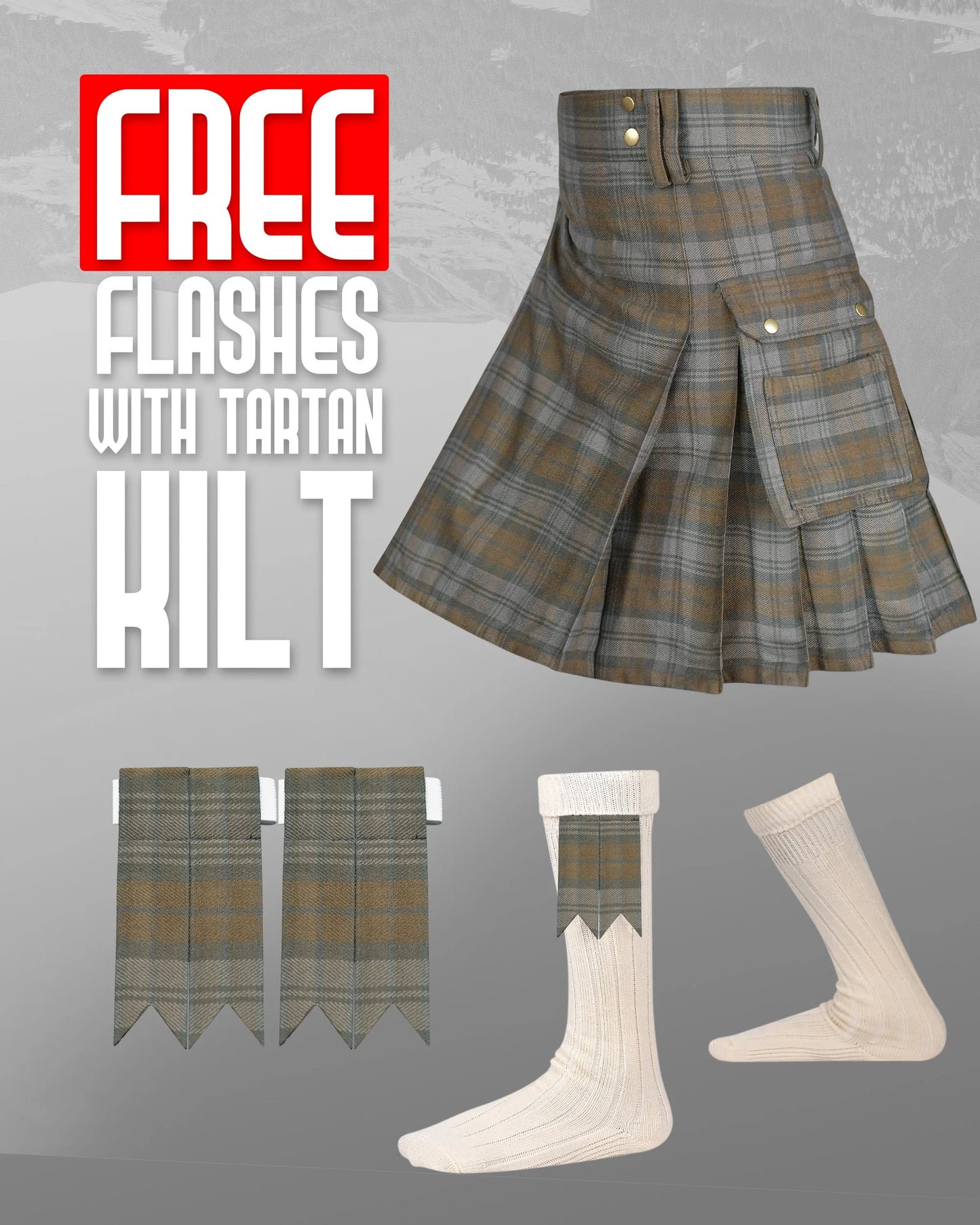 Valor Acrylic Utility Kilt | 16oz Black Watch Weathered Tartan KIlt