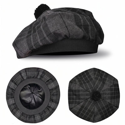 Tam O'Shanter Hat with Pompom | Gray Watch Tartan