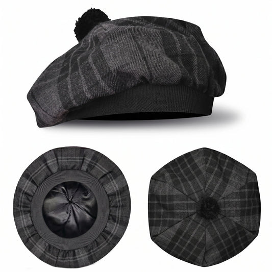Tam O'Shanter Hat with Pompom | Gray Watch Tartan