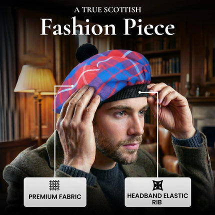 Tam O'Shanter Hat with Pompom | Hamilton Red Tartan