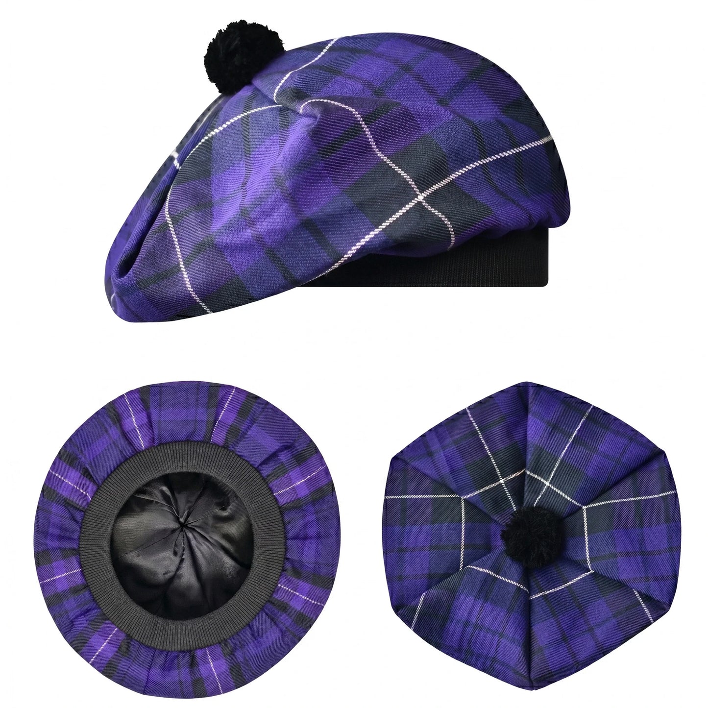 Tam O'Shanter Hat with Pompom | Highland Mist Tartan