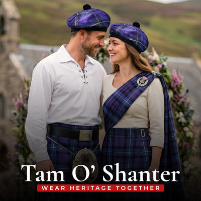Tam O'Shanter Hat with Pompom | Highland Mist Tartan