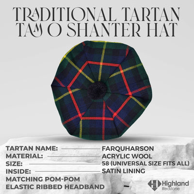 Tam O'Shanter Hat with Pompom | Farquharson Tartan