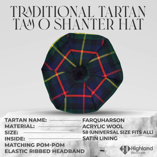 Tam O'Shanter Hat with Pompom | Farquharson Tartan