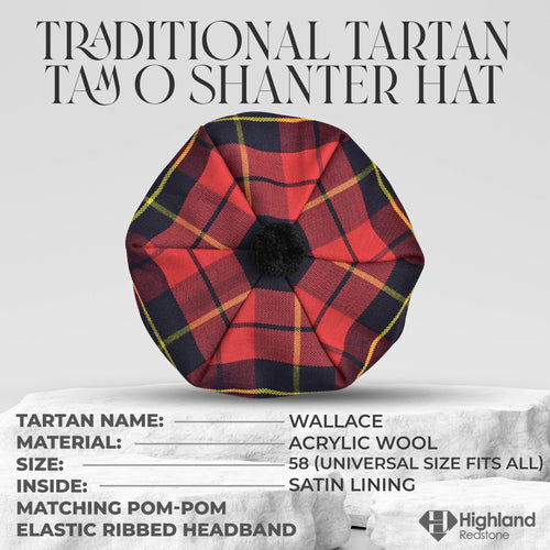 Traditional Tam O'Shanter Hat with Pompom (Wallace)"